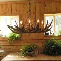 Snowflake Custom + Elk Antler Chandelier This versatile mule deer chandelier is perfect in any décor.